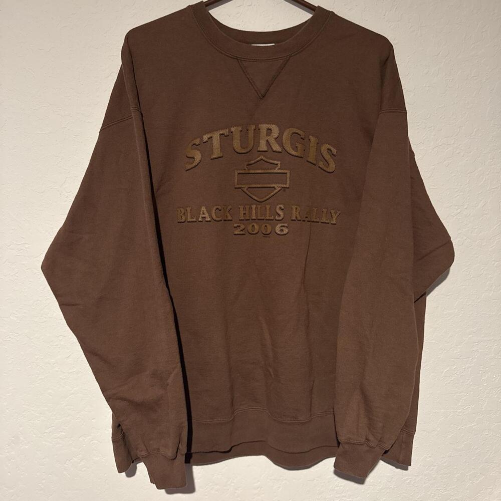 Brown Harley Davidson Sturgis Black Hills Rally 2006 crewneck sweatshirt with em